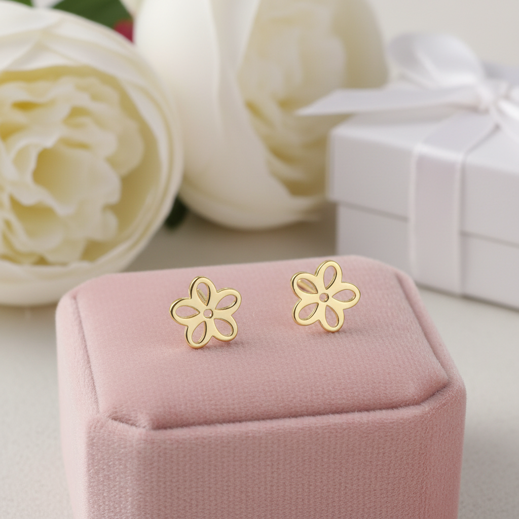 Dainty "Fleur" Cutout Studs | Waterproof Stainless Steel | Minimalist Open Petal Floral Earrings