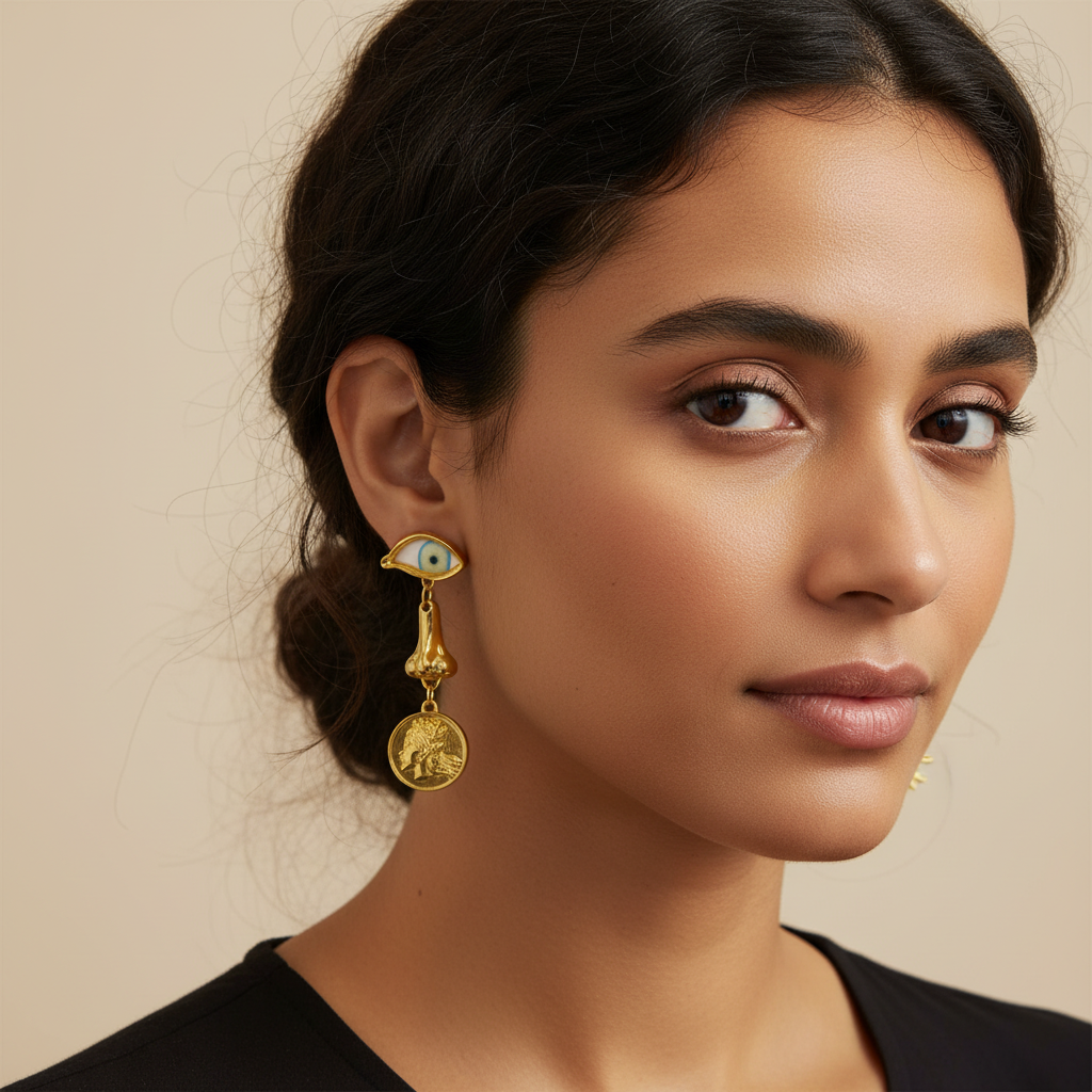 Muse Vintage Face Drop Earrings