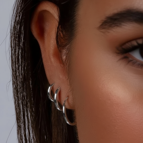 Triple Huggie Hoops