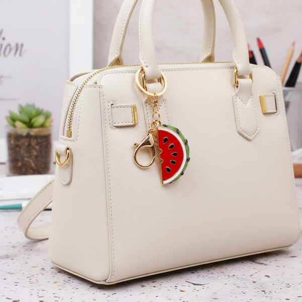 Tutti Frutti Fruit Bag Charm | 18K Gold PVD Stainless Steel | Tropical Summer Keychain Accent