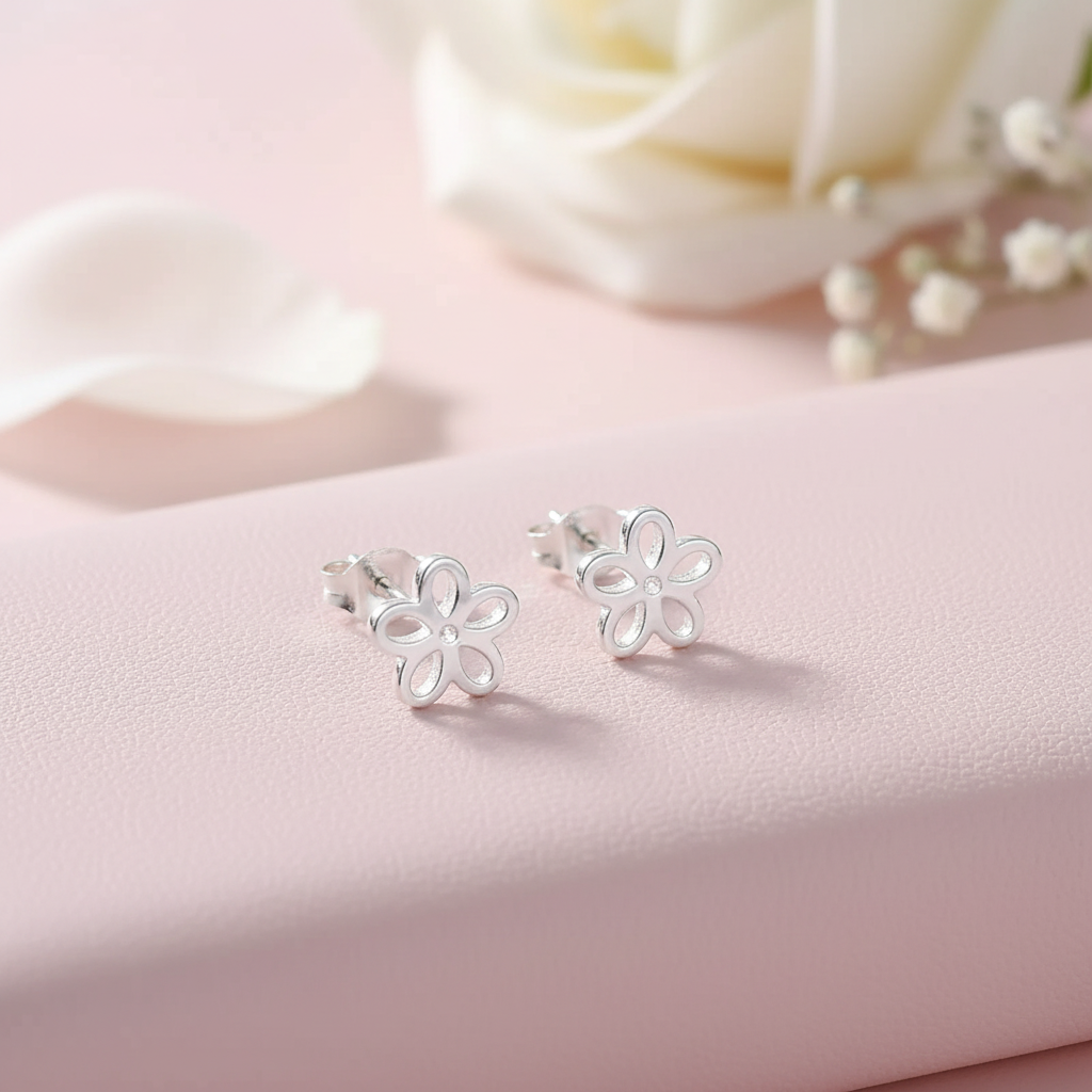 Dainty "Fleur" Cutout Studs | Waterproof Stainless Steel | Minimalist Open Petal Floral Earrings