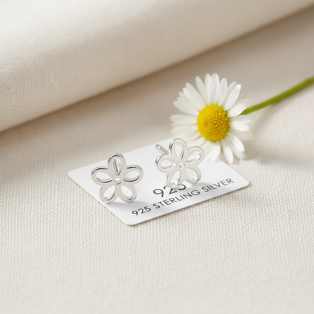 Dainty "Fleur" Cutout Studs | Waterproof Stainless Steel | Minimalist Open Petal Floral Earrings