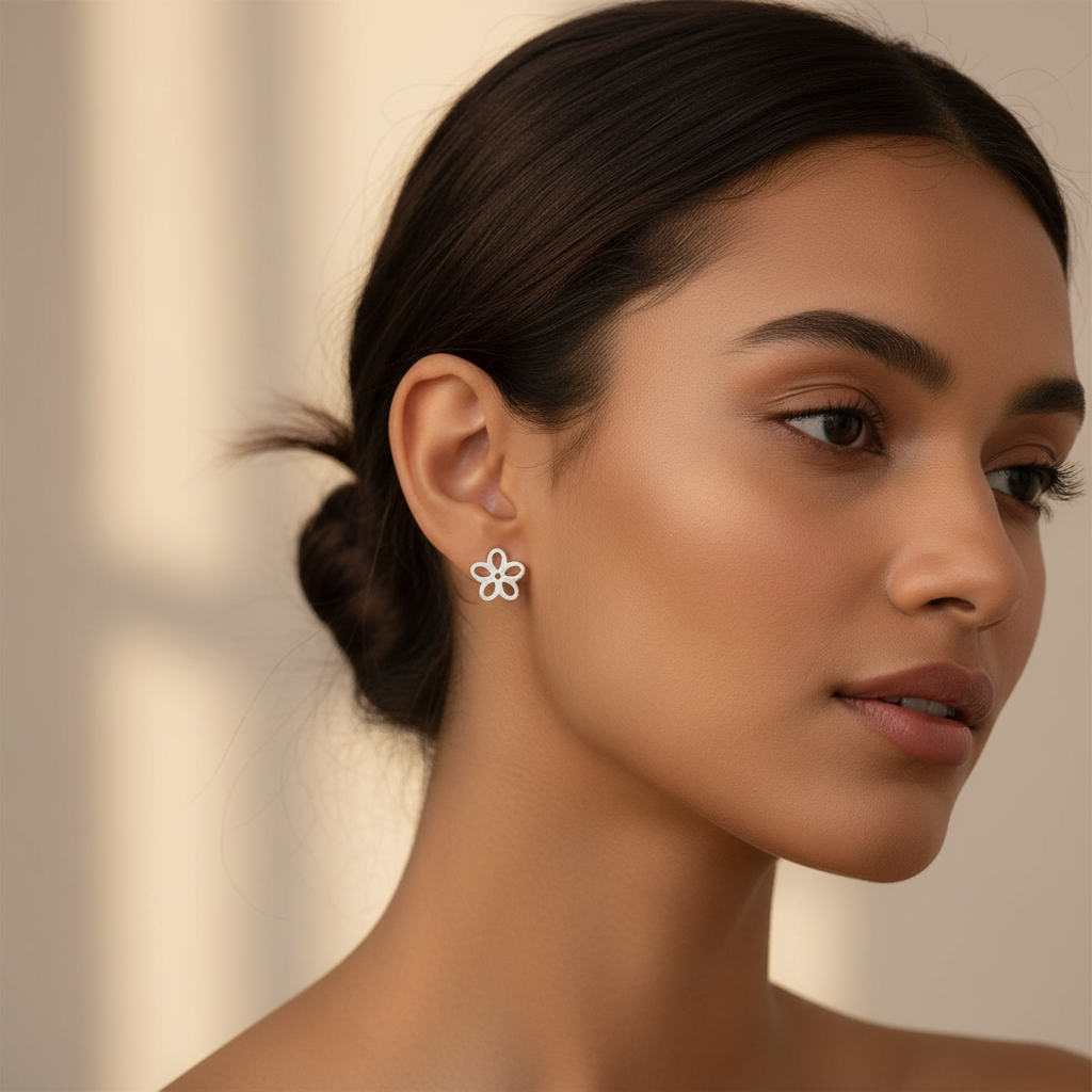 Dainty "Fleur" Cutout Studs | Waterproof Stainless Steel | Minimalist Open Petal Floral Earrings