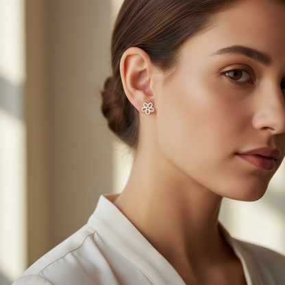 Dainty "Fleur" Cutout Studs | Waterproof Stainless Steel | Minimalist Open Petal Floral Earrings