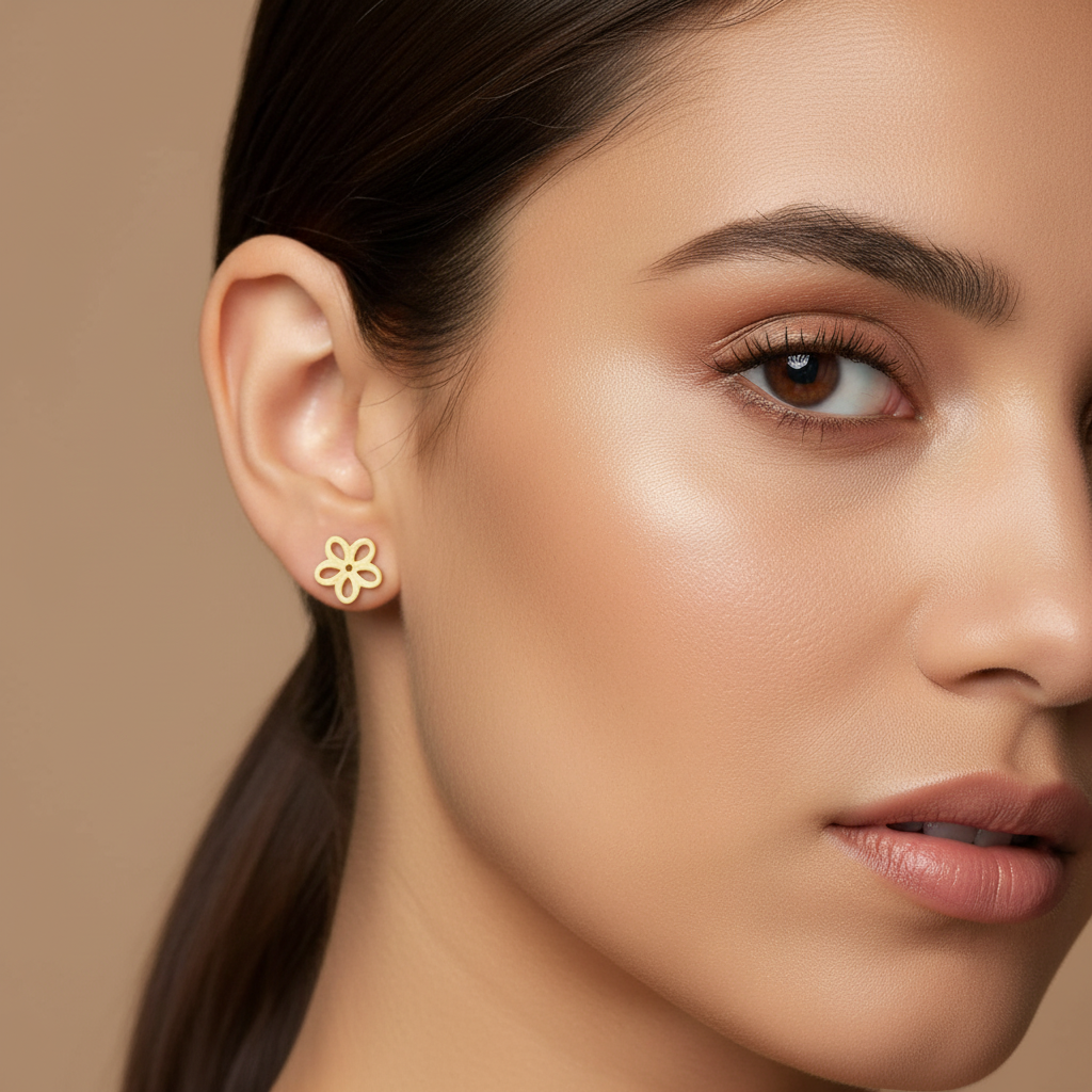 Dainty "Fleur" Cutout Studs | Waterproof Stainless Steel | Minimalist Open Petal Floral Earrings