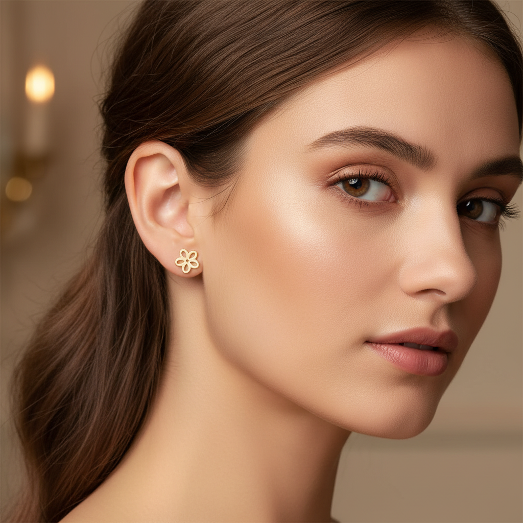Dainty "Fleur" Cutout Studs | Waterproof Stainless Steel | Minimalist Open Petal Floral Earrings