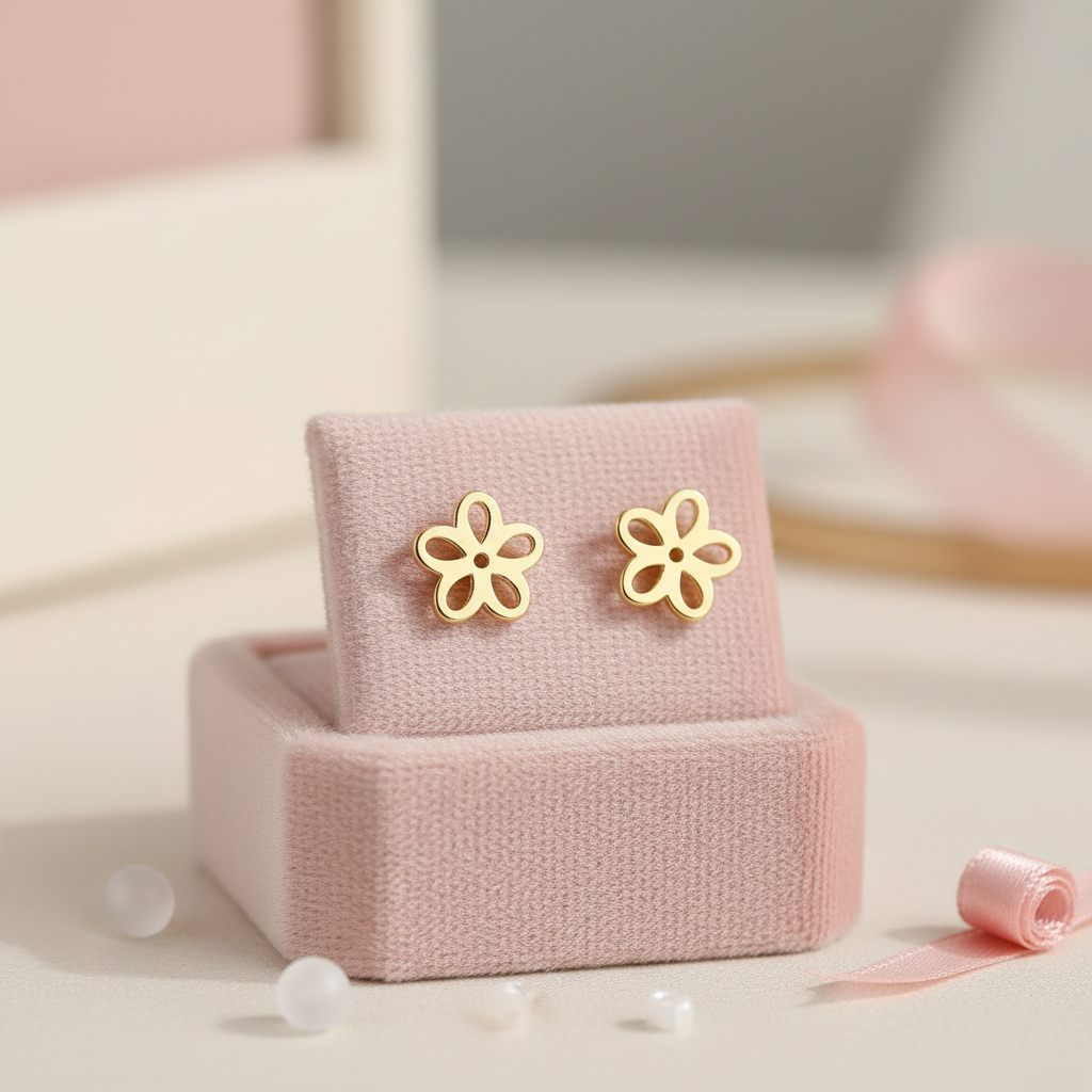 Dainty "Fleur" Cutout Studs | Waterproof Stainless Steel | Minimalist Open Petal Floral Earrings