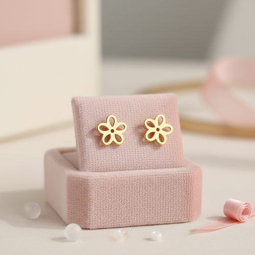 Dainty "Fleur" Cutout Studs | Waterproof Stainless Steel | Minimalist Open Petal Floral Earrings