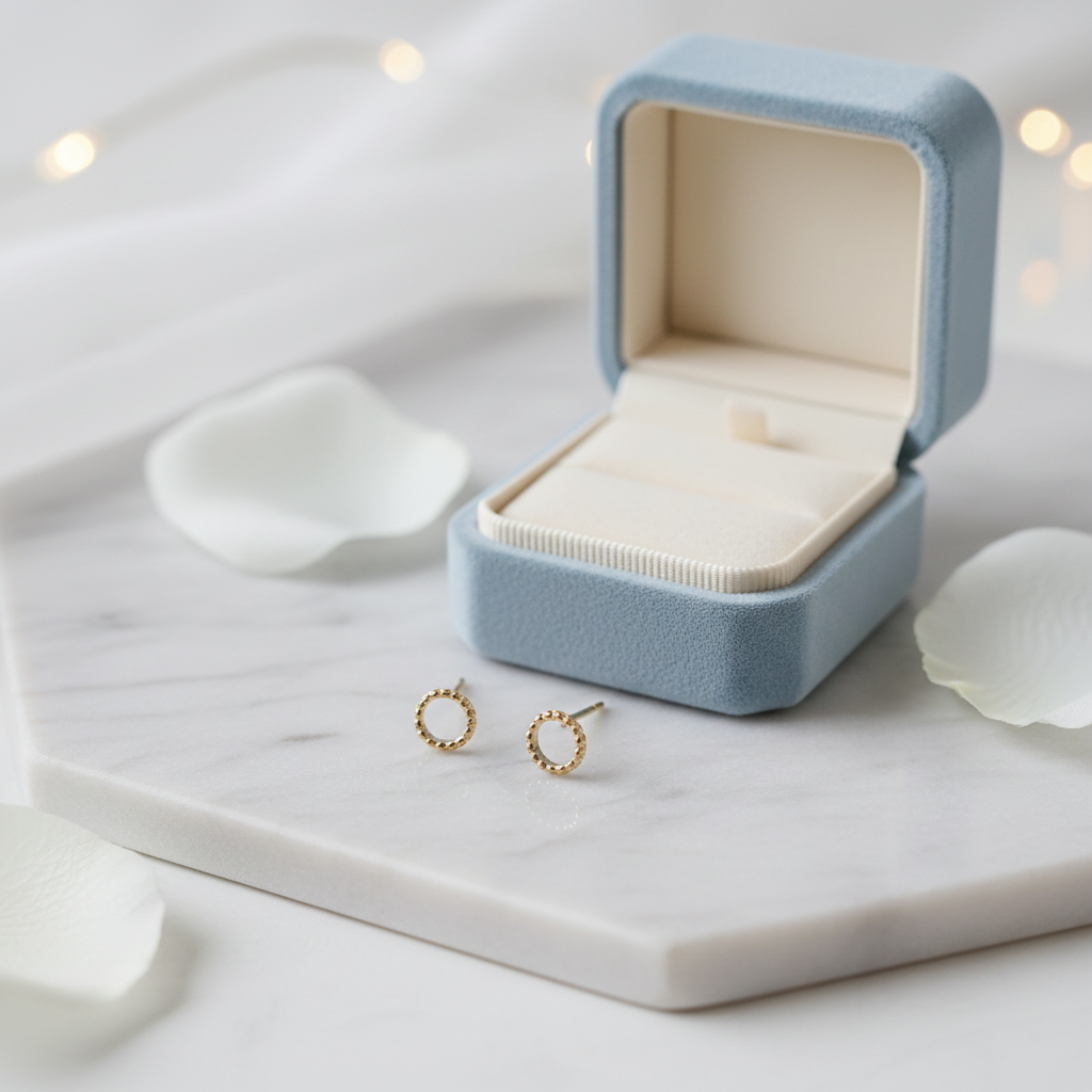 Delicate "Halo" Beaded Circle Studs | Waterproof Stainless Steel | Minimalist Open Round Textured Earrings