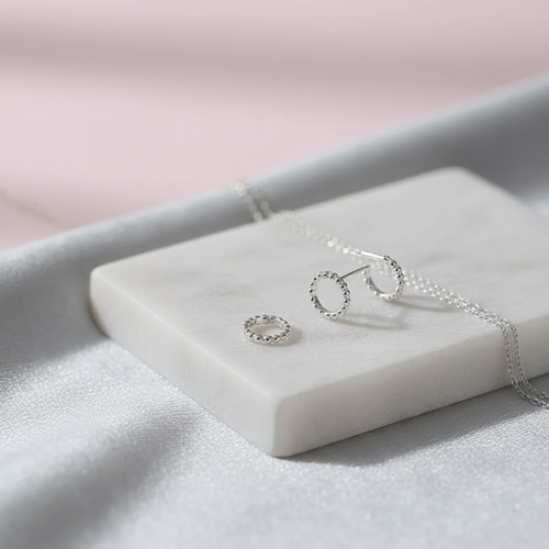 Delicate "Halo" Beaded Circle Studs | Waterproof Stainless Steel | Minimalist Open Round Textured Earrings