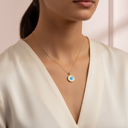 Protective "Matic" Evil Eye Charm | 18K Gold PVD Stainless Steel | Waterproof Mother-of-Pearl Talisman Pendant